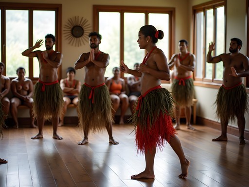 Traditional Tahitian dance rehearsal at Maison de la Culture in Papeete