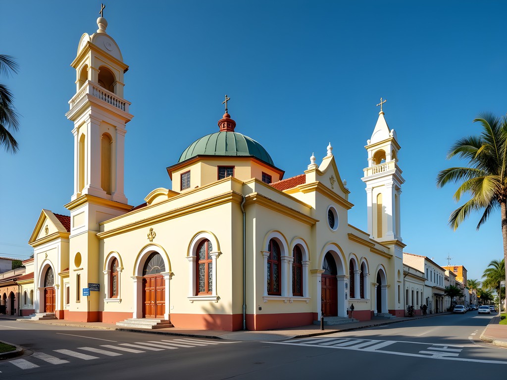 Mosque and Synagogue standing side by side in Paramaribo demonstrating religious diversity
