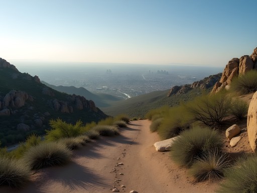 Panoramic view of Phoenix from South Mountain hiking trail