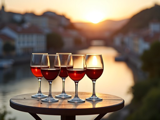 Budget port wine tasting experience in Porto with glasses and river view