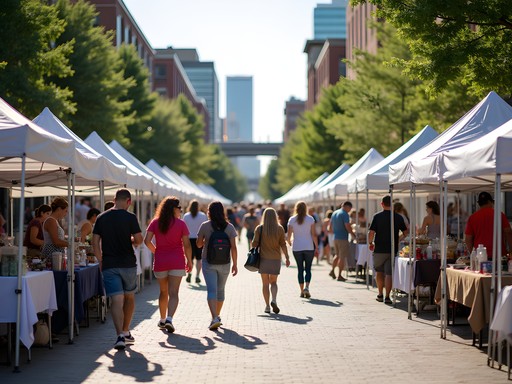 Thursdays Downtown market event in Rochester Minnesota with vendors and visitors
