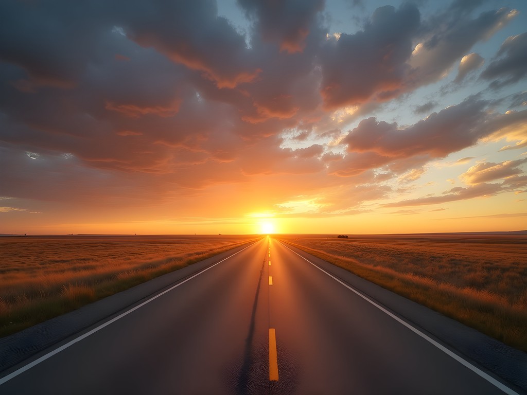Sunset view along Interstate 70 near Salina Kansas
