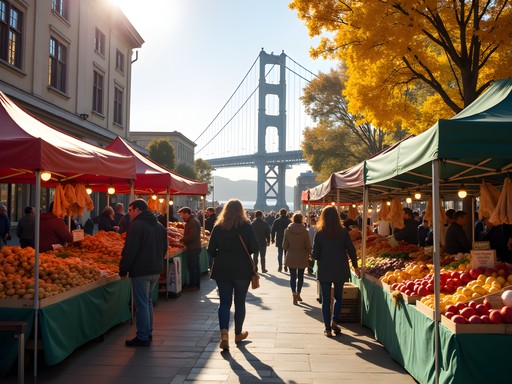 Ferry Building Farmers Market in San Francisco during fall season