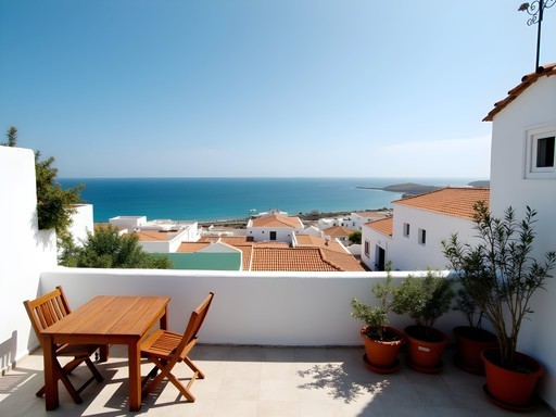 Rooftop view from a local guesthouse in Santa Maria, Cape Verde