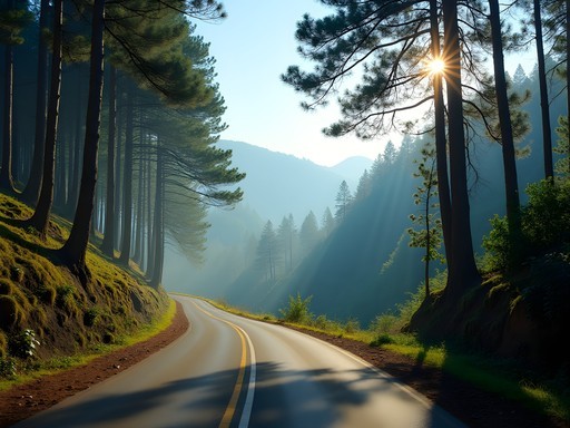 Cycling through pine forests near Dalat Vietnam