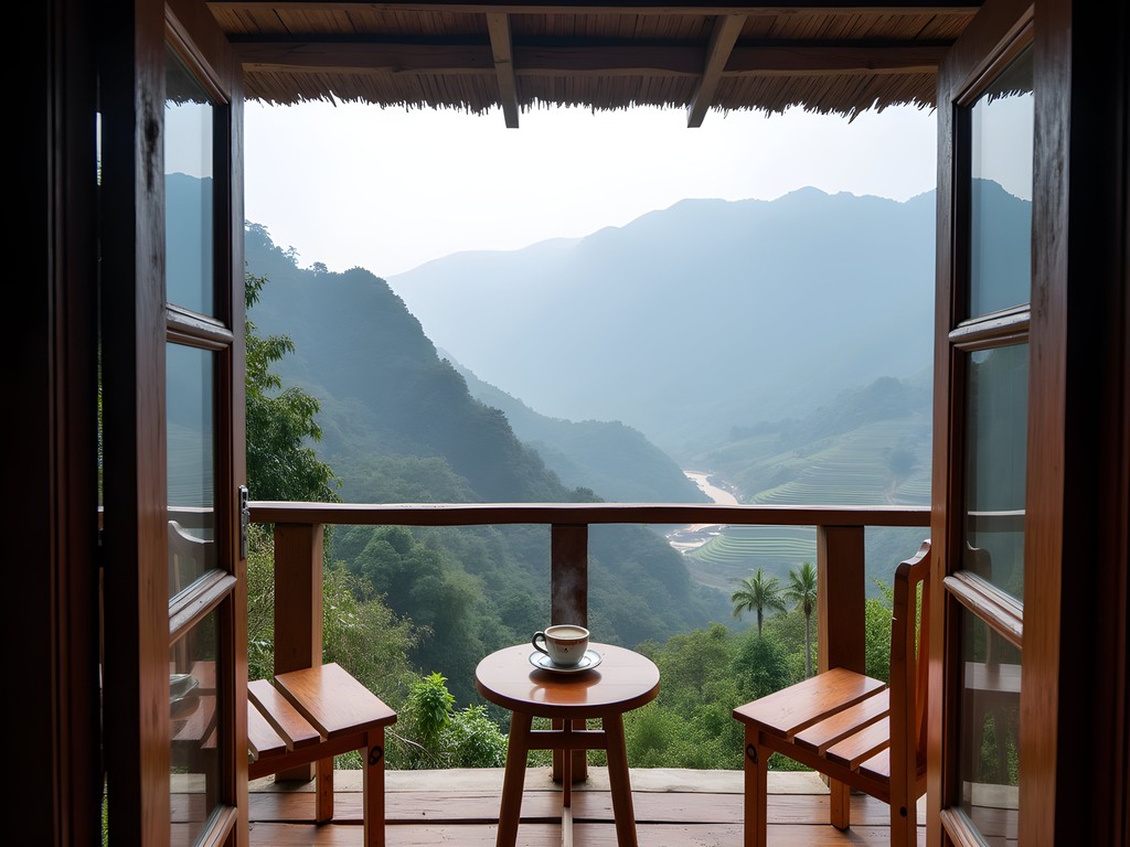 Budget homestay view in Sapa Vietnam mountains