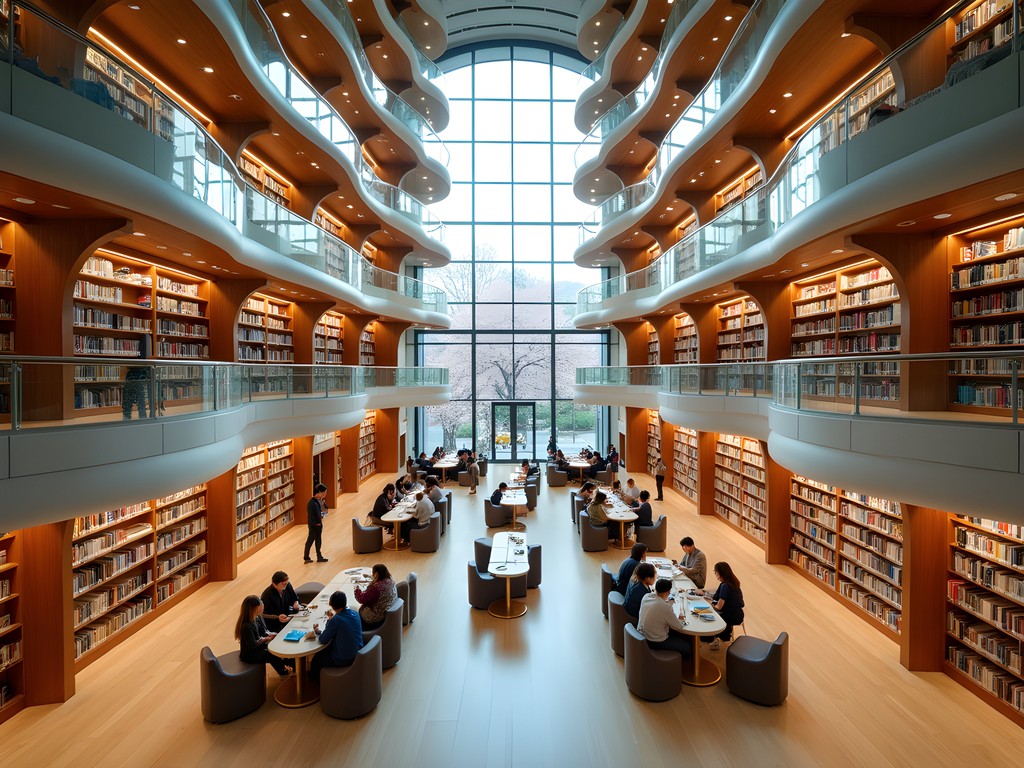 Impressive multi-story Starfield Library inside COEX Mall with towering bookshelves
