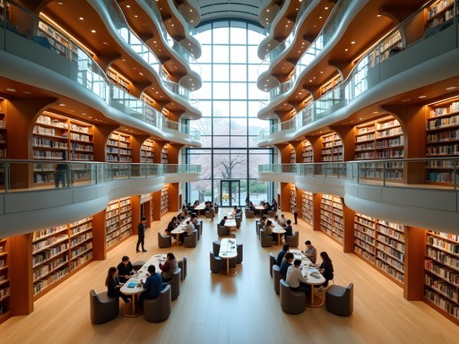 Impressive multi-story Starfield Library inside COEX Mall with towering bookshelves