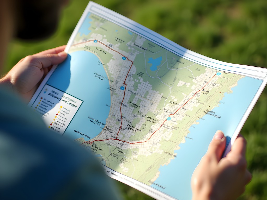 Safe cycling routes map in South Portland for budget travelers