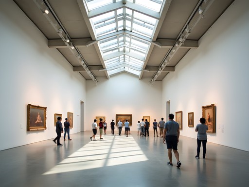 Interior of Springfield Art Museum with summer exhibition and natural lighting