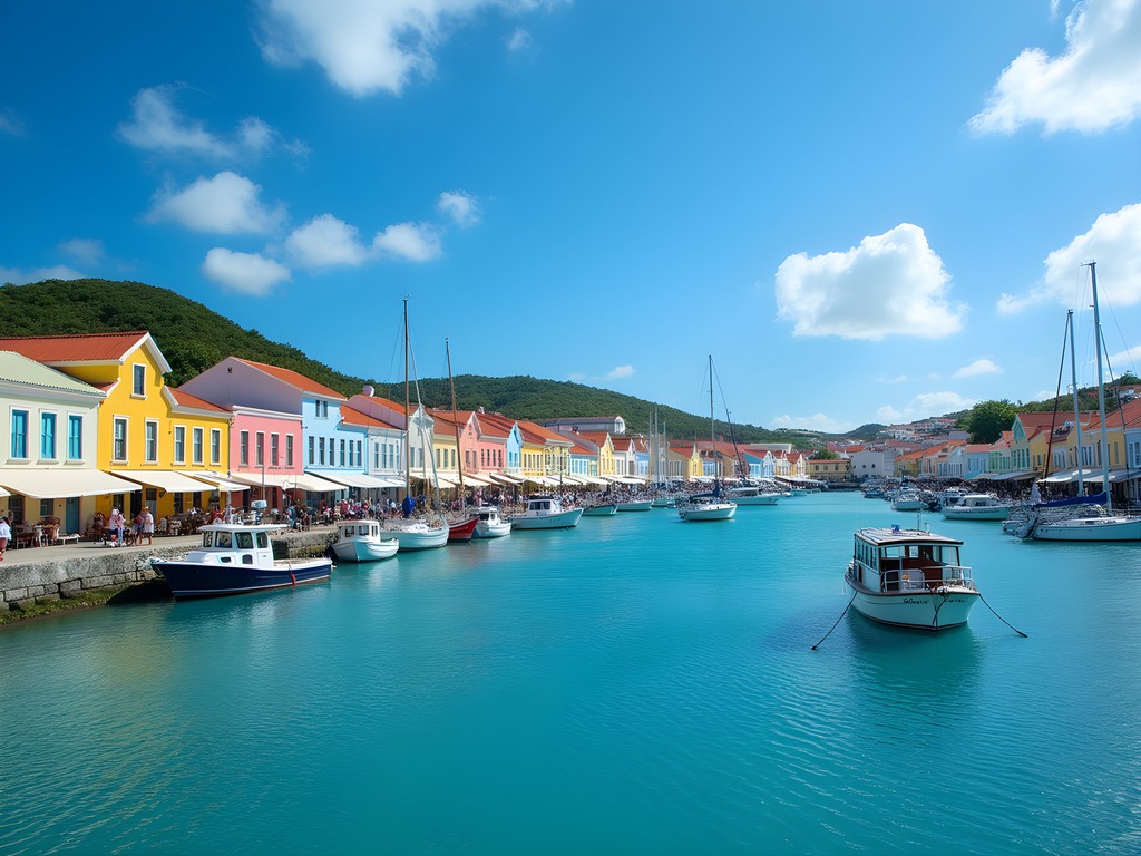 Colorful buildings along St. John's harbor with boats in the foreground