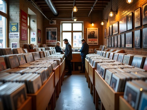 Interior of a vinyl record shop in Södermalm district, Stockholm