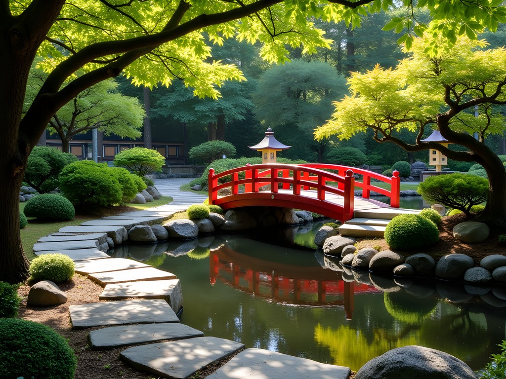 Serene Japanese Garden at Point Defiance Park in Tacoma with stone pathways and traditional architecture