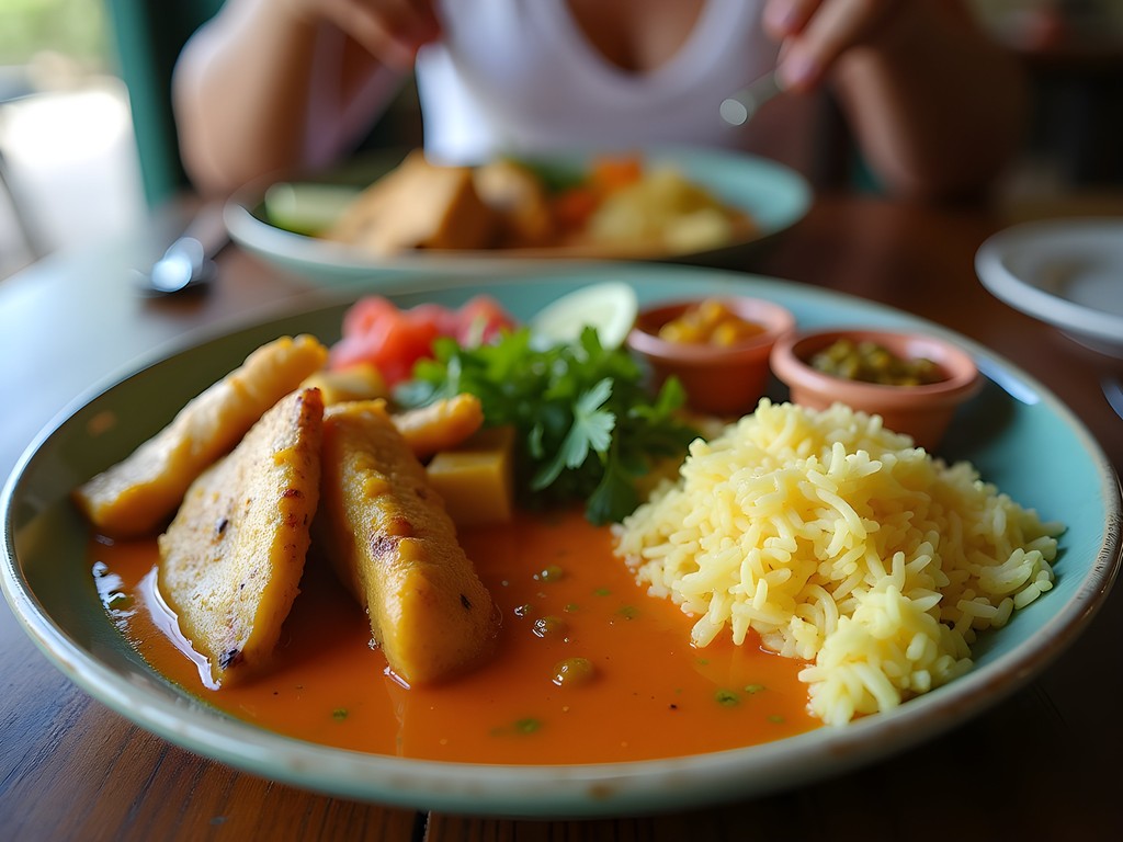 Authentic Creole food from a local eatery in Victoria Seychelles
