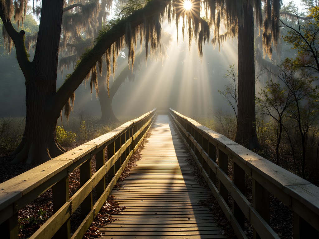 Scenic cypress swamp trail at First Landing State Park
