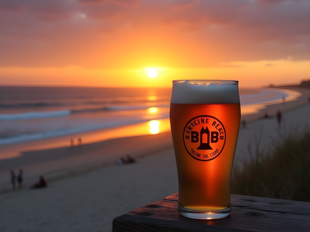 Person enjoying local craft beer while watching sunset at Virginia Beach