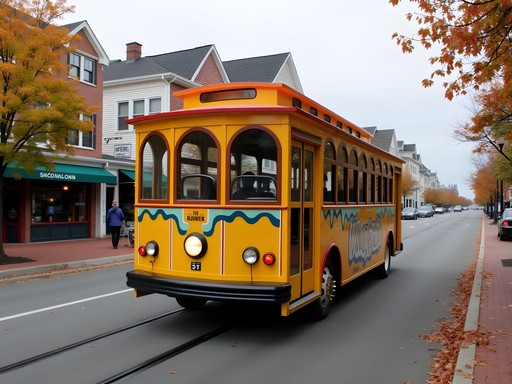 The Wave Trolley running along Atlantic Avenue in Virginia Beach