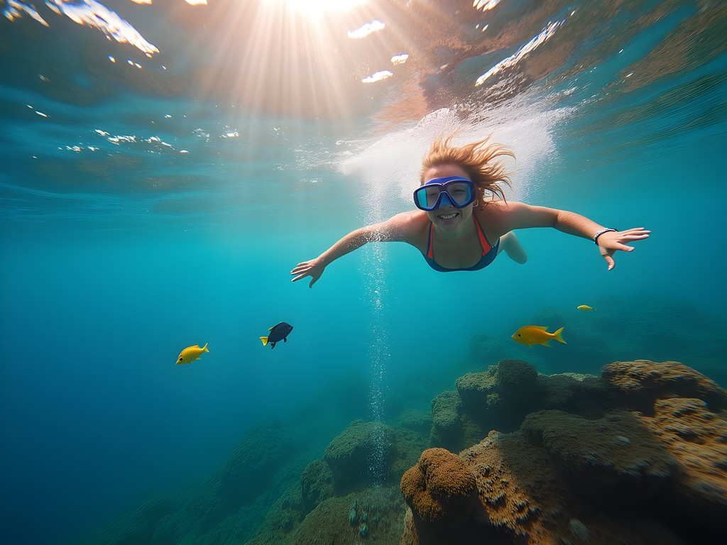 Snorkeling with tropical fish at Electric Beach near Waipahu, Oahu