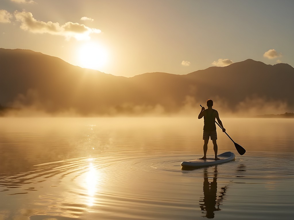Early morning paddleboarding on Pearl Harbor's West Loch near Waipahu