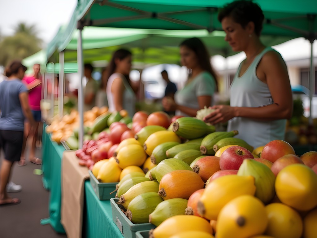 Local farmers selling tropical fruits at Waipahu People's Open Market