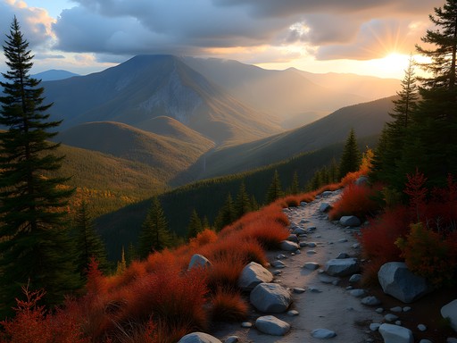 Business traveler hiking in Adirondack Mountains near Albany