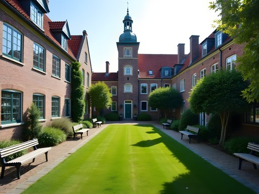 Peaceful Begijnhof courtyard in central Amsterdam