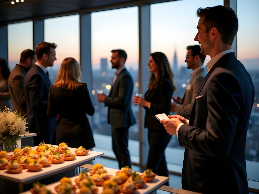 Professional networking event in Amsterdam with diverse business crowd