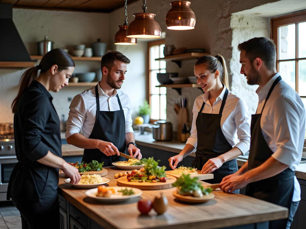 Business networking during a French cooking class in Annecy