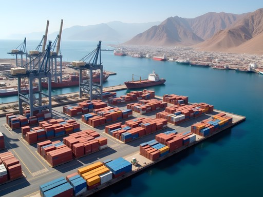 Aqaba Container Terminal showing modern logistics operations with Red Sea backdrop