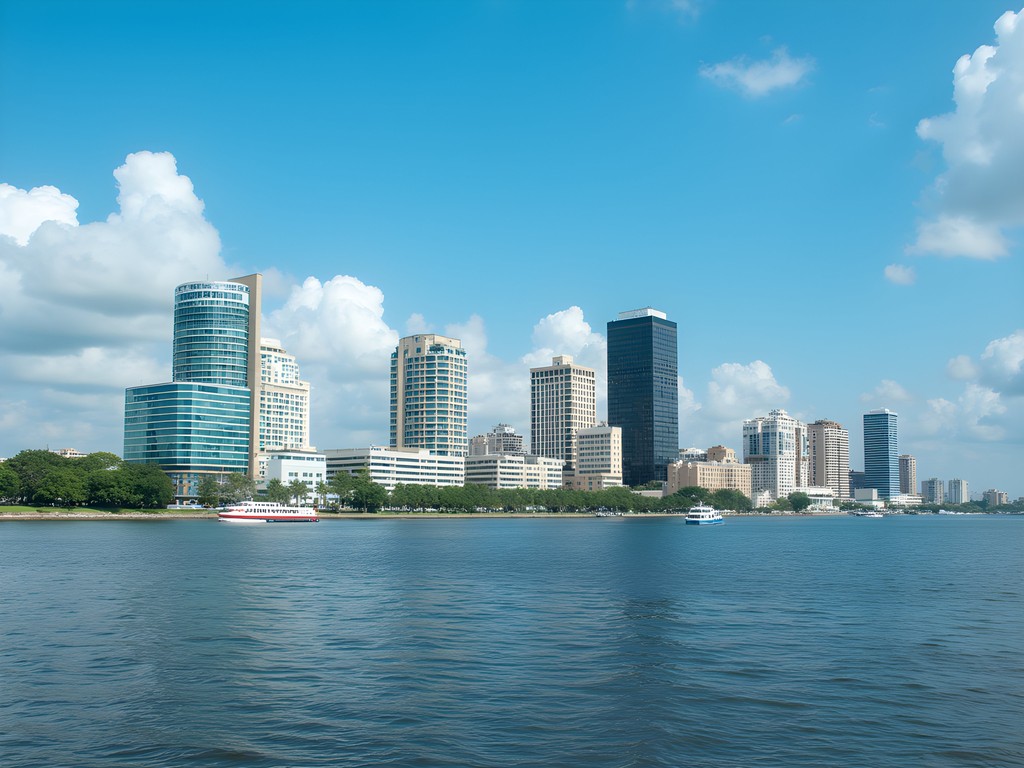 Brazzaville skyline view across Congo River