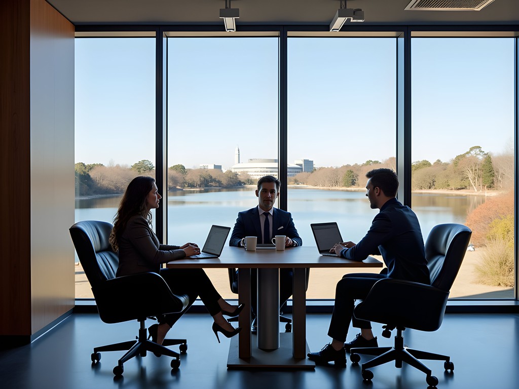 Modern coworking space in Canberra with views of Lake Burley Griffin