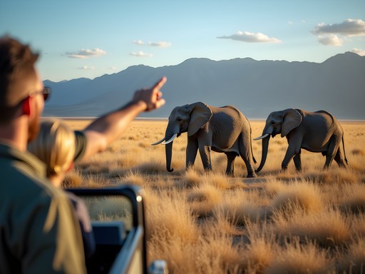 Executive on safari day trip from Cape Town observing elephants
