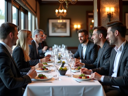 Upscale restaurant in Cedar Rapids with business professionals networking