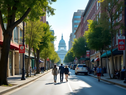 Charleston's downtown business district with transportation options visible