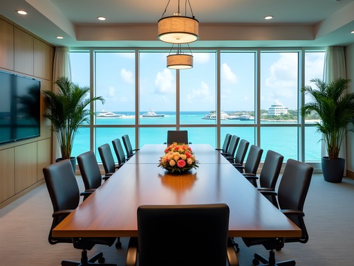 Luxury meeting room at Frenchman's Reef with panoramic harbor views