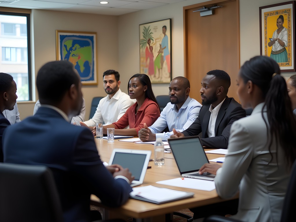 Professional business meeting in Dar es Salaam showing cultural exchange
