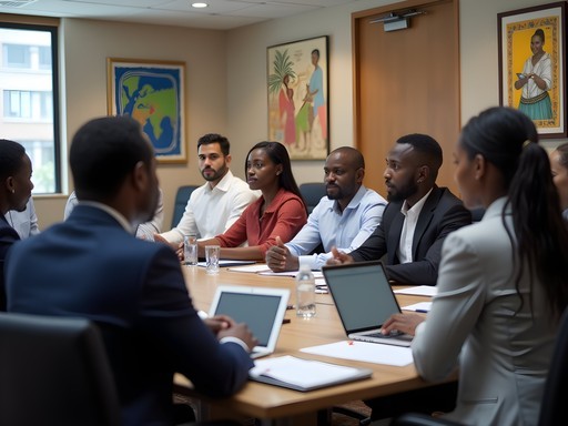 Professional business meeting in Dar es Salaam showing cultural exchange
