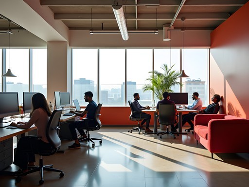 Modern coworking space in Dar es Salaam with professionals working