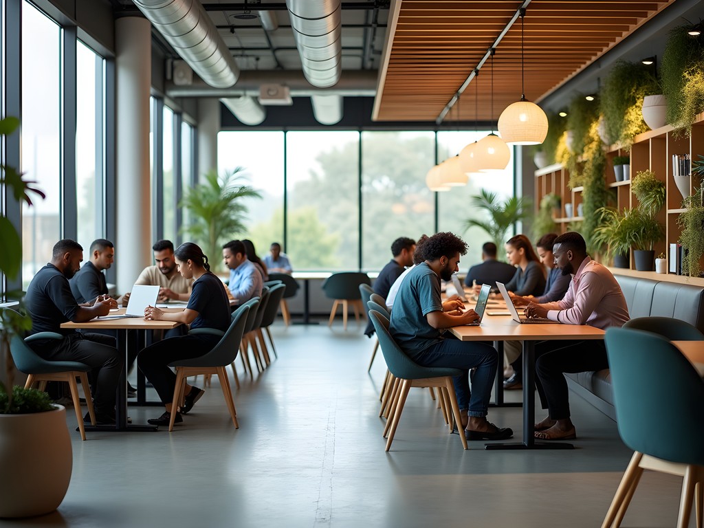Modern co-working space in Dar es Salaam with professionals working