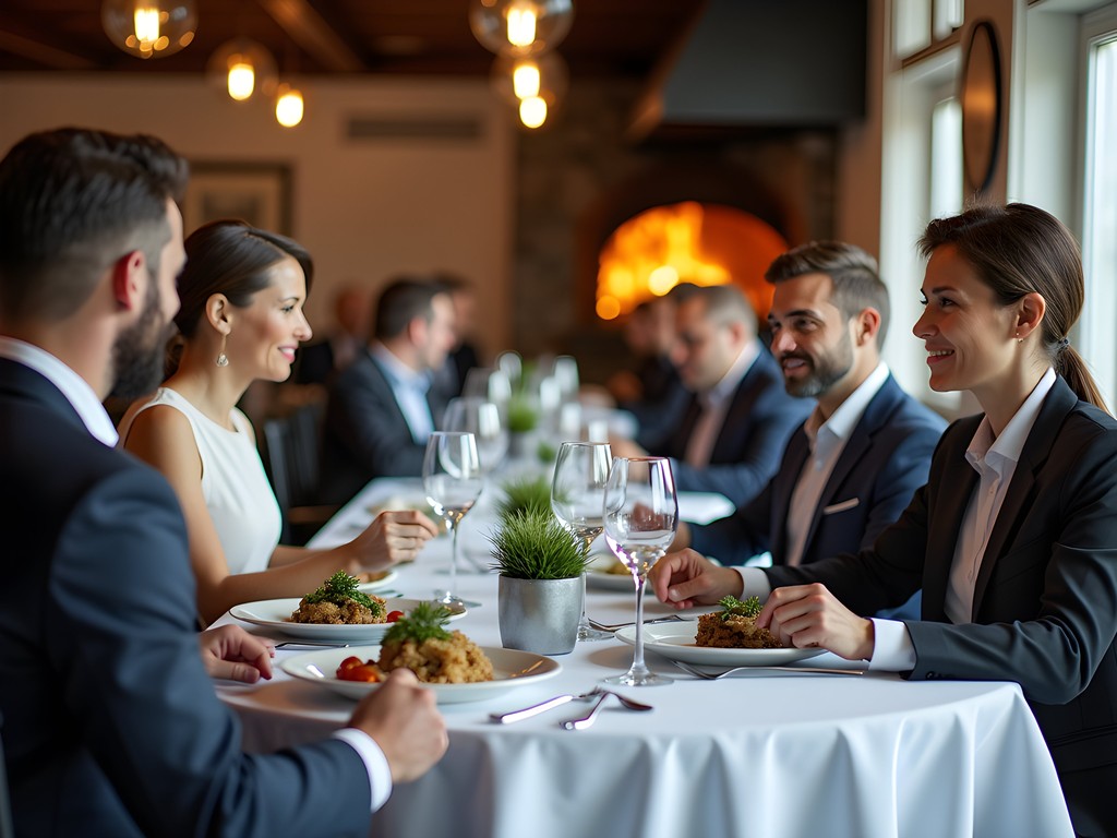 Professional business lunch at Ember Wood Fired Grill in Dover