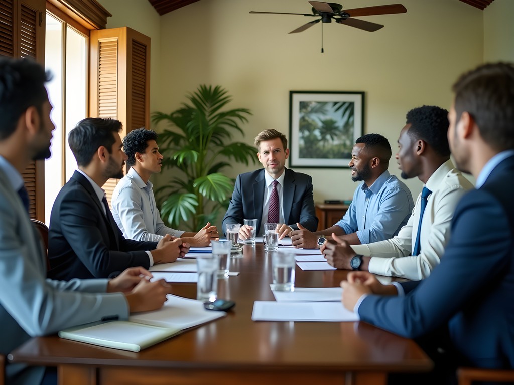Business professionals in discussion at Georgetown conference facility