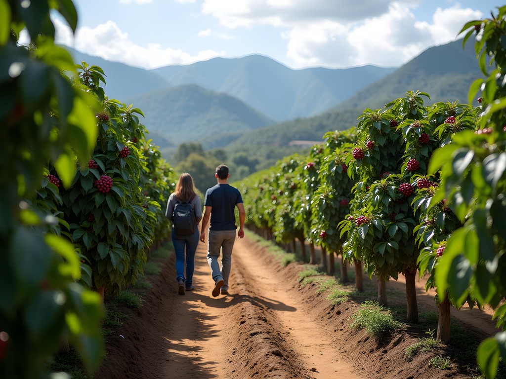Executive touring coffee plantation near Ibagué with local agricultural expert