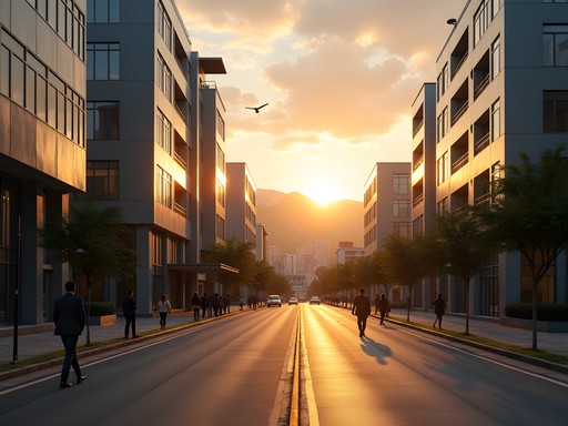 Sunrise over Ibagué's growing business district with Andes mountains in background