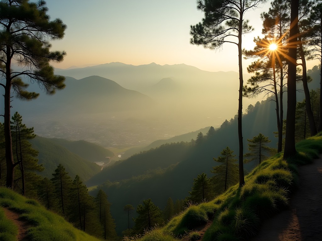 Misty morning view from Margalla Hills Trail 5 overlooking Islamabad