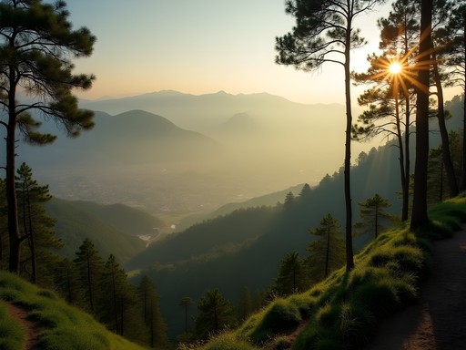 Misty morning view from Margalla Hills Trail 5 overlooking Islamabad