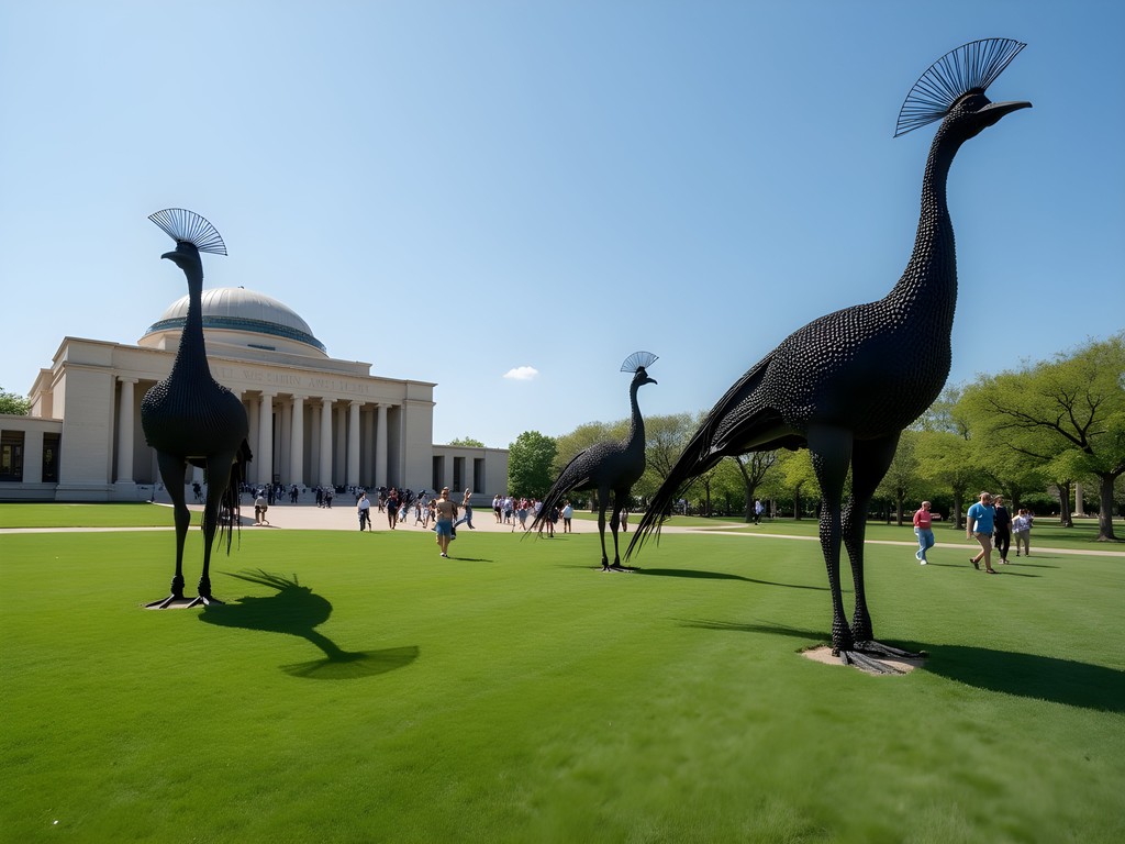 Famous shuttlecock sculptures at Nelson-Atkins Museum sculpture garden in Kansas City