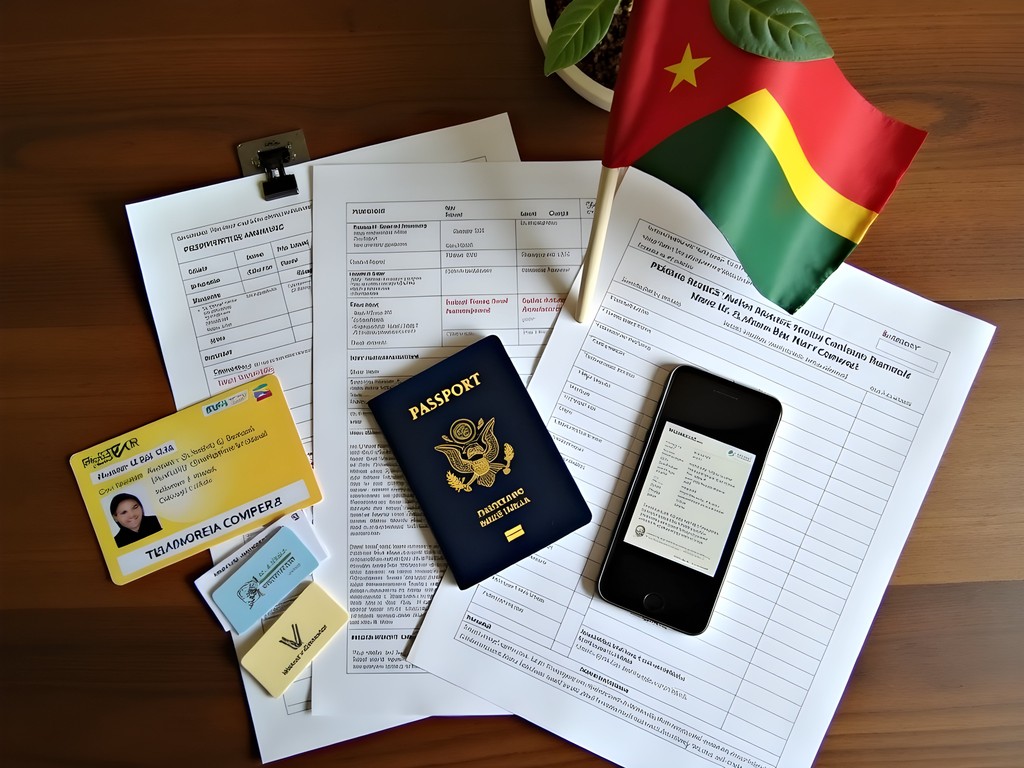 Organized travel documents for business trip to Kinshasa
