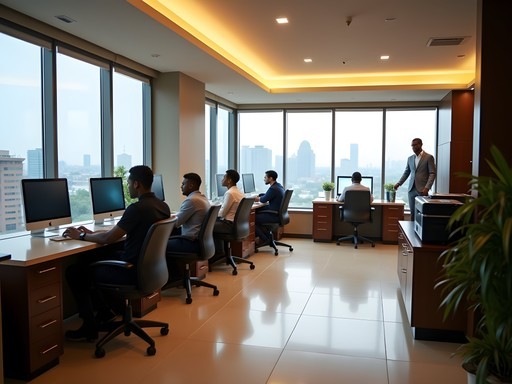 Business workspace in upscale Kinshasa hotel
