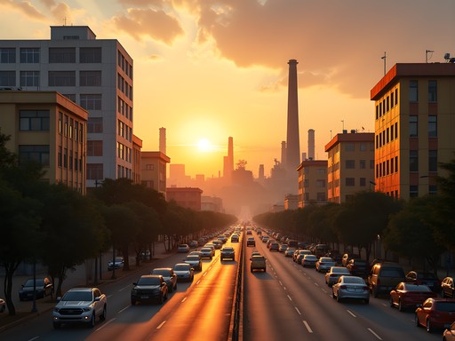 Kitwe business district with modern buildings and copper industry backdrop