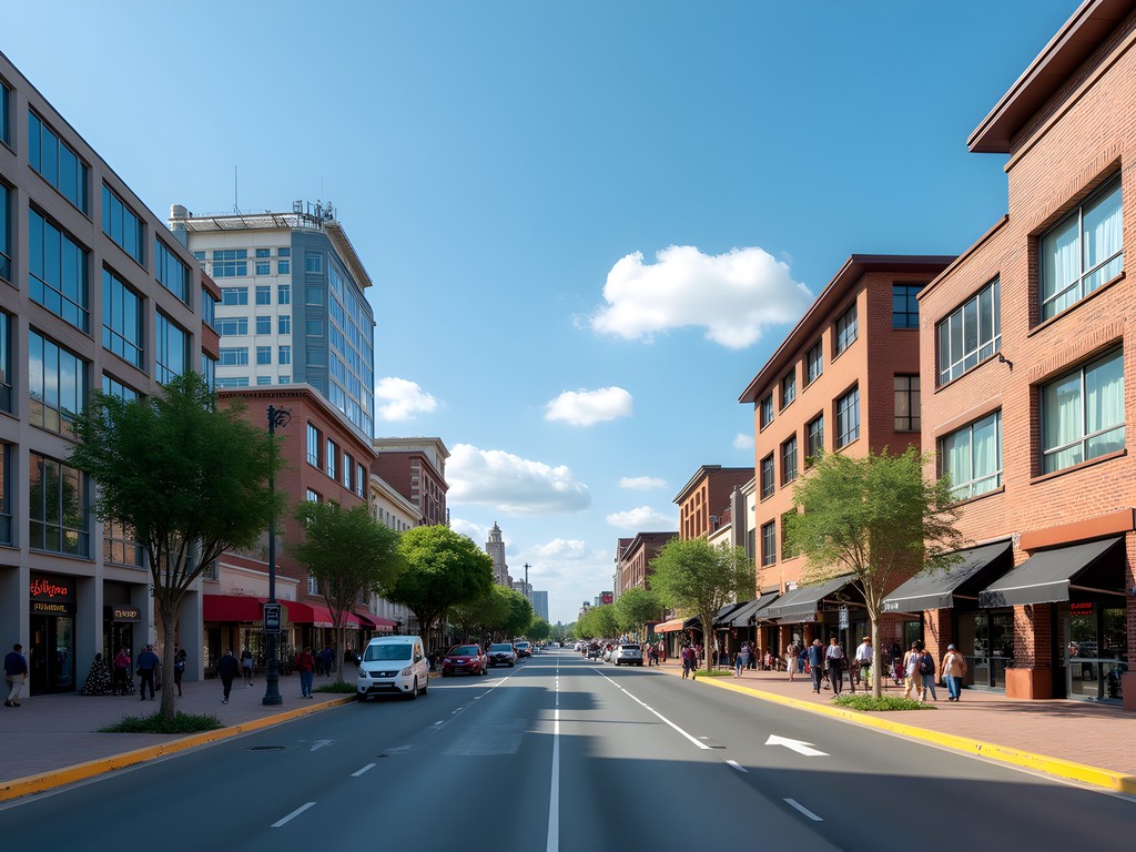 Kitwe Central Business District showing modern office buildings and busy streets